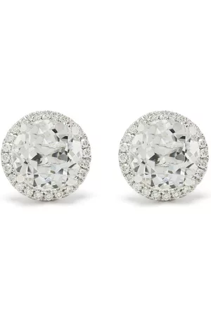 Kiki Mcdonough Mujer Aretes con diamantes - Aretes Grace en oro blanco de 18kt con topacio y diamante