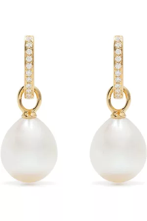 Kiki Mcdonough Mujer Aretes de perlas - Aretes Agni con dije en oro amarillo de 18kt con perla y diamantes