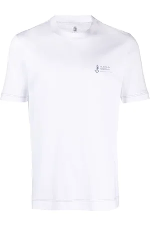 Brunello Cucinelli Playera manga corta con logo estampado