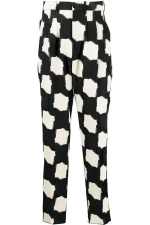 4SDESIGNS Pantalones con pinzas y estampado geométrico