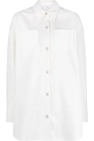 Courrèges Camisa con botones y rayas estampadas