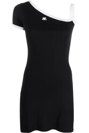 Courrèges Vestido corto con diseño asimétrico y logo bordado