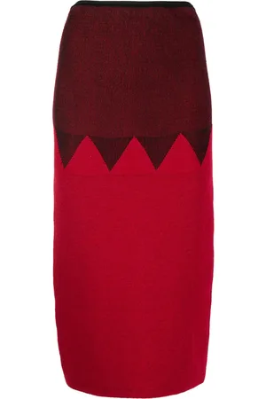 Jean Paul Gaultier Falda midi con motivo en zigzag 1987