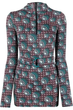 Jean Paul Gaultier Top con capucha y estampado en espiral 1996