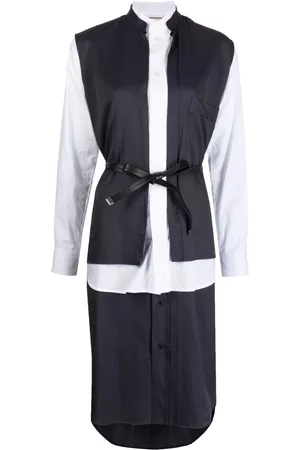 Plan C Mujer Camiseros - Layered belted shirt dress