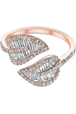 Anita Anillo pequeño con diseño de hojas en oro rosa de 18kt con diamantes