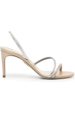 RENE CAOVILLA Sandalias satinados con detalles de cristal y tacón de 80mm