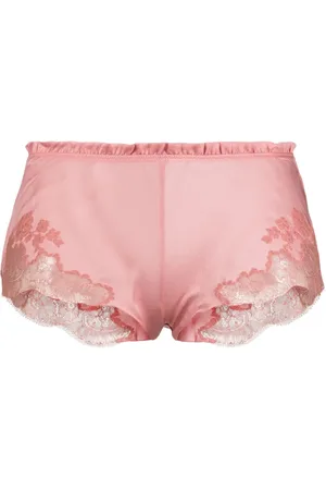 CARINE GILSON Shorts de seda con ribete de encaje