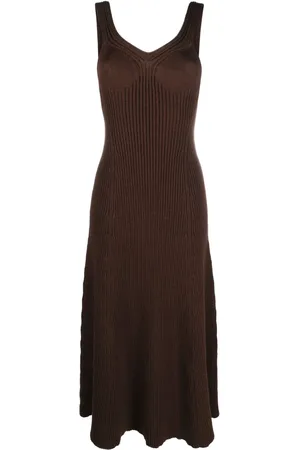 Jil Sander Vestido midi tejido de canalé