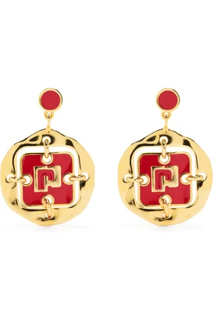 Paco rabanne Aretes con placa del logo