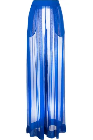 LAQUAN SMITH Pantalones de seda anchos con tiro alto