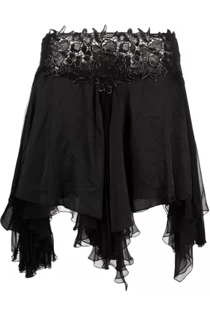 VERSACE Mujer Faldas de encaje - Asymmetric lace-waistband skirt