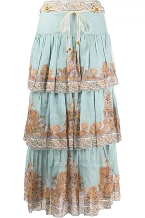 ZIMMERMANN Falda midi Devi con estampado de cachemira