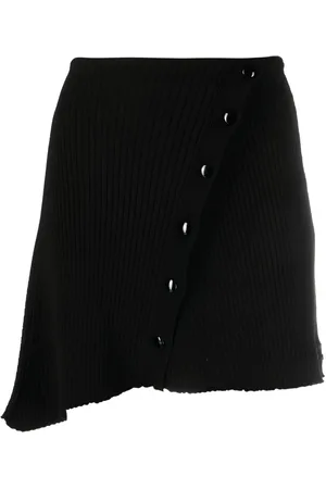 Courrèges Falda corta tejida de canalé con diseño asimétrico