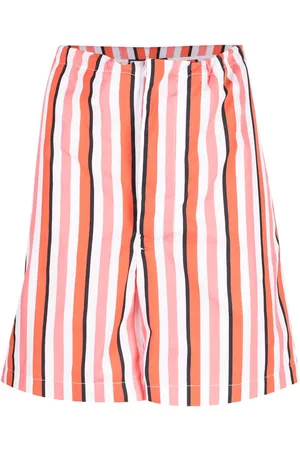 Plan C Mujer Estampados - Shorts con cordones en la pretina y motivo de rayas
