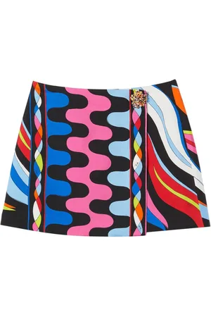 Puccini Falda corta de seda con estampado Fiamme