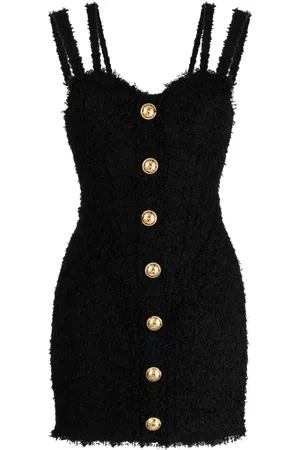 Balmain Mujer Cóctel - Button-embellished tweed minidress