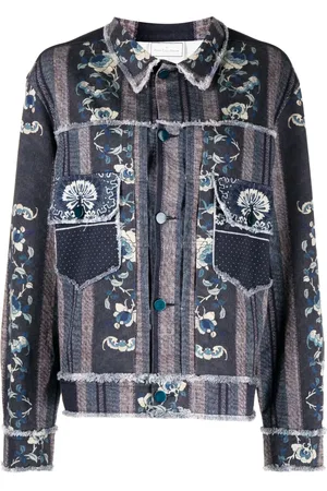 PIERRE-LOUIS MASCIA Chamarra de mezclilla Drappa con estampado floral