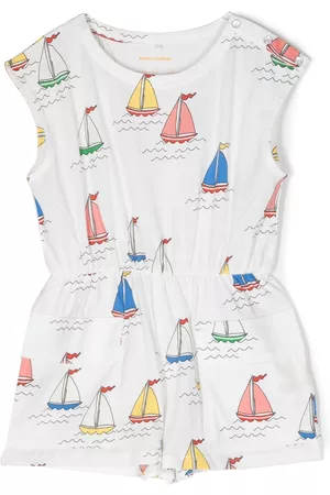 Mini Rodini Niña y chica adolescente Largos - Boat-print organic cotton jumpsuit