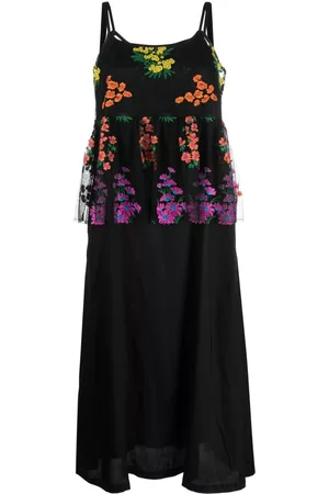 Comme des Garçons Mujer Vestidos - Tulle-Embroidered taffeta slip dress