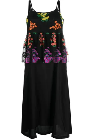 Comme des Garçons Slip dress con bordado y tul