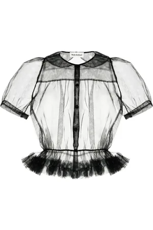 Molly Goddard Camisa de tul con lunares estampados y volantes