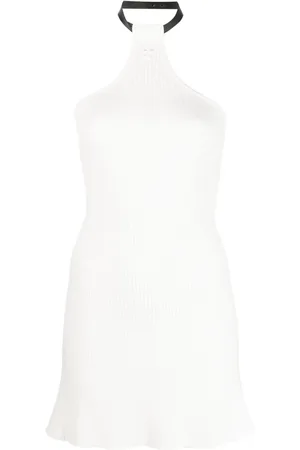 Courrèges Vestido de tejido fino canalé estilo gargantilla
