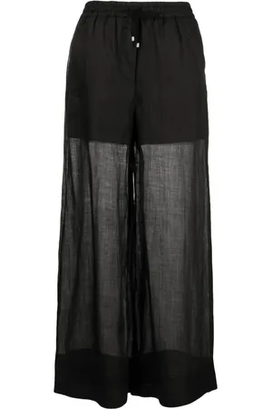 LORENA ANTONIAZZI Pantalones palazzo de ramio semitransparente