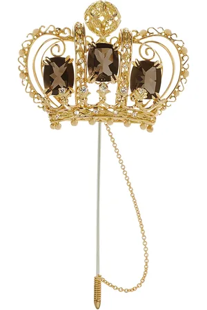Dolce & Gabbana Broche en oro amarillo de 18kt con motivo de corona con diamantes