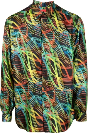 FERRARI Camisa de seda con motivo abstracto