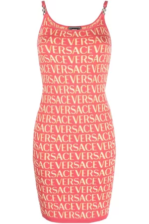 VERSACE Mujer Estampados - Allover logo-print knitted dress