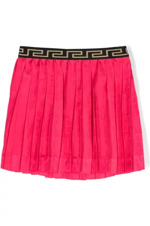 VERSACE Faldas - Falda plisada con franja del logo
