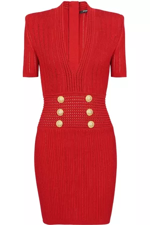 Balmain Mujer Vestidos con cuello en V - Vestido tejido con cuello en V