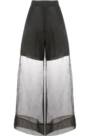 UMA WANG Pantalones de seda con diseño transparente a capas