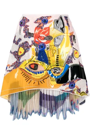 MATICEVSKI Falda estampada con apliques
