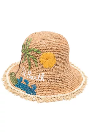 MC2 SAINT BARTH Mujer Sombreros - Embroidered-motif raffia bucket hat