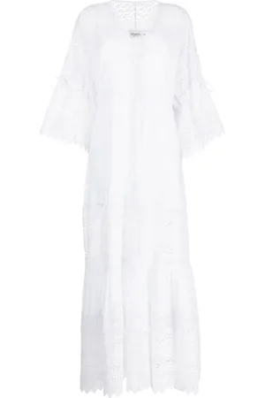 CHARO RUIZ IBIZA Vestido largo Margherita con ribete de encaje
