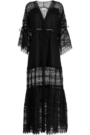 CHARO RUIZ IBIZA Vestido largo Margherita con ribete de encaje
