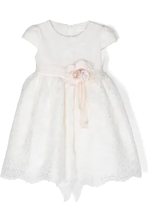 Mimilù Vestido corto manga corta con encaje floral