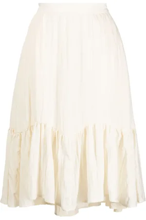 B+AB Falda midi con acabado arrugado y peplum