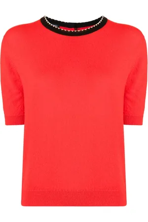 CHANEL Playera de cachemira con ribete en el cuello 1990-2000