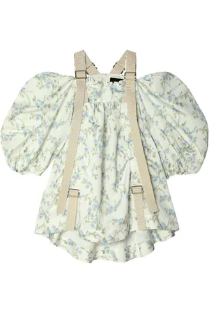 Simone Rocha Vestido corto con mangas farol y estampado floral