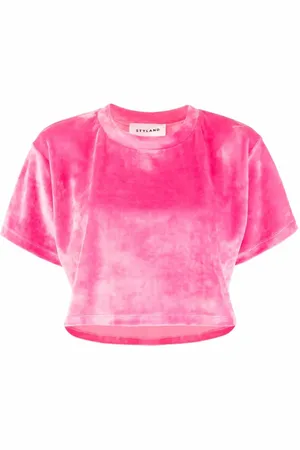 Styland Playera corta con efecto de terciopelo