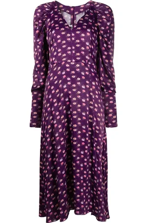 ROTATE Vestido midi con motivo de pensamientos