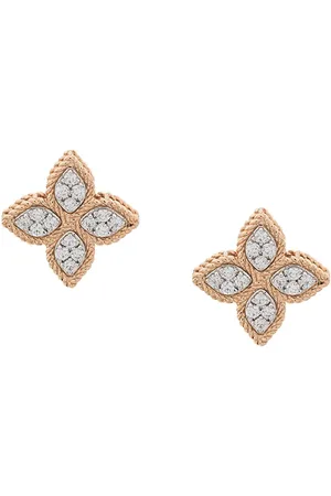 Roberto Coin Aretes Princess Flower en oro de 18kt con diamantes