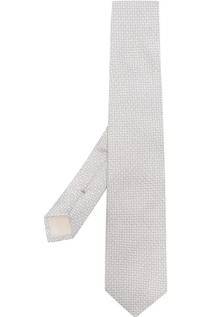 D4.0 Corbata de seda con estampado gráfico