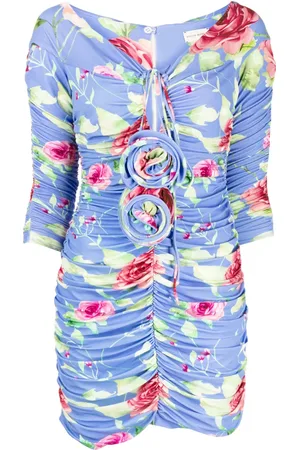 MAGDA BUTRYM Vestido corto con diseño fruncido y aplique floral
