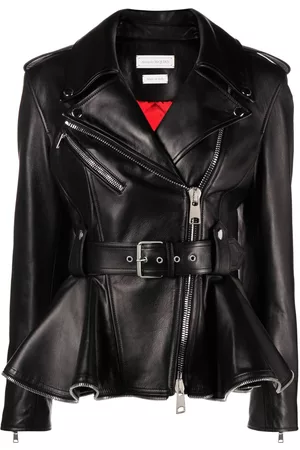 Alexander McQueen Chamarra biker con dobladillo peplum
