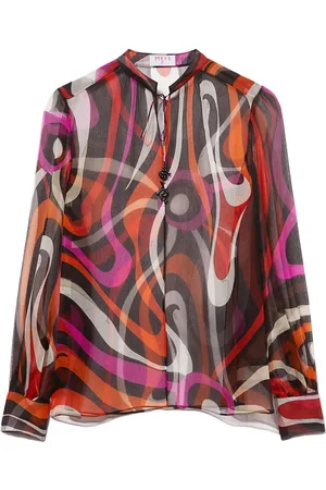 Puccini Blusa de seda con estampado ondulado