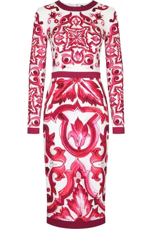 Dolce & Gabbana Mujer Cóctel - Vestido lápiz midi con estampado Mayólica